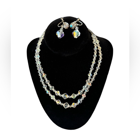 Vintage Aurora Borealis Necklace and Earrings - Picture 1 of 8